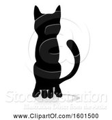 Vector Illustration of Silhouetted Cat, with a Reflection or Shadow, on a White Background by AtStockIllustration
