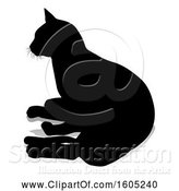 Vector Illustration of Silhouetted Cat, with a Shadow or Reflection, on a White Background by AtStockIllustration