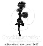 Vector Illustration of Silhouetted Cheerleader Jumping, with a Reflection or Shadow by AtStockIllustration