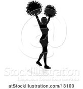 Vector Illustration of Silhouetted Cheerleader, with a Reflection or Shadow, on a White Background by AtStockIllustration