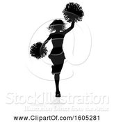 Vector Illustration of Silhouetted Cheerleader, with a Reflection or Shadow, on a White Background by AtStockIllustration
