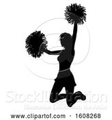 Vector Illustration of Silhouetted Cheerleader, with a Reflection or Shadow, on a White Background by AtStockIllustration