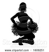 Vector Illustration of Silhouetted Cheerleader, with a Reflection or Shadow, on a White Background by AtStockIllustration