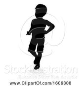 Vector Illustration of Silhouetted Child, with a Shadow, on a White Background by AtStockIllustration