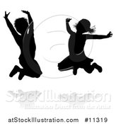 Vector Illustration of Silhouetted Children Jumping, with Shadows by AtStockIllustration