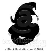 Vector Illustration of Silhouetted Cobra Snake, with a Reflection or Shadow, on a White Background by AtStockIllustration