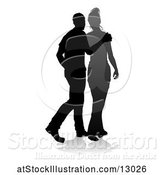 Vector Illustration of Silhouetted Couple, with a Reflection or Shadow, on a White Background by AtStockIllustration