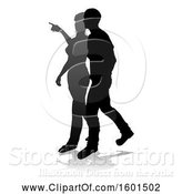 Vector Illustration of Silhouetted Couple, with a Reflection or Shadow, on a White Background by AtStockIllustration