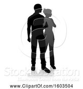 Vector Illustration of Silhouetted Couple, with a Reflection or Shadow, on a White Background by AtStockIllustration