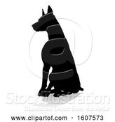 Vector Illustration of Silhouetted Doberman Dog, with a Reflection or Shadow, on a White Background by AtStockIllustration