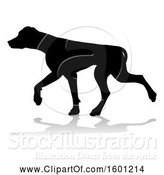 Vector Illustration of Silhouetted Dog, with a Reflection or Shadow, on a White Background by AtStockIllustration
