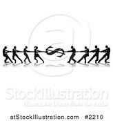 Vector Illustration of Silhouetted Dollar Tug of War Business Teams by AtStockIllustration