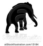 Vector Illustration of Silhouetted Elephant, with a Reflection on a White Background by AtStockIllustration