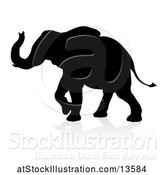 Vector Illustration of Silhouetted Elephant, with a Reflection on a White Background by AtStockIllustration