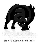 Vector Illustration of Silhouetted Elephant, with a Reflection on a White Background by AtStockIllustration