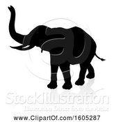 Vector Illustration of Silhouetted Elephant, with a Reflection on a White Background by AtStockIllustration