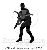 Vector Illustration of Silhouetted Father Lifting His Son As if He Can Fly, with a Shadow on a White Background by AtStockIllustration