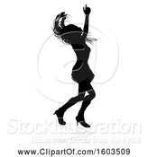 Vector Illustration of Silhouetted Female Dancer in Heels, with a Shadow, on a White Background by AtStockIllustration