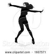 Vector Illustration of Silhouetted Female Dancer in Heels, with a Shadow, on a White Background by AtStockIllustration