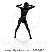 Vector Illustration of Silhouetted Female Dancer in Heels, with a Shadow, on a White Background by AtStockIllustration