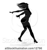 Vector Illustration of Silhouetted Female Dancer, with a Reflection or Shadow, on a White Background by AtStockIllustration