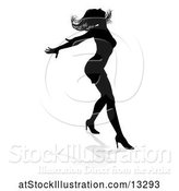 Vector Illustration of Silhouetted Female Dancer with a Reflection or Shadow, on a White Background by AtStockIllustration