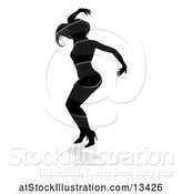 Vector Illustration of Silhouetted Female Dancer with a Reflection or Shadow, on a White Background by AtStockIllustration