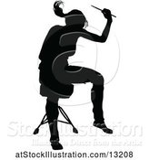 Vector Illustration of Silhouetted Female Drummer by AtStockIllustration