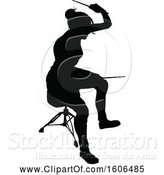 Vector Illustration of Silhouetted Female Drummer by AtStockIllustration