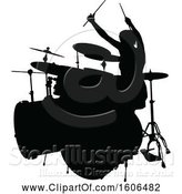 Vector Illustration of Silhouetted Female Drummer by AtStockIllustration