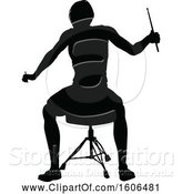 Vector Illustration of Silhouetted Female Drummer by AtStockIllustration