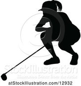 Vector Illustration of Silhouetted Female Golfer by AtStockIllustration