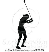 Vector Illustration of Silhouetted Female Golfer by AtStockIllustration