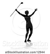 Vector Illustration of Silhouetted Female Golfer, with a Reflection or Shadow, on a White Background by AtStockIllustration