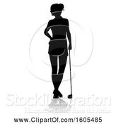 Vector Illustration of Silhouetted Female Golfer, with a Reflection or Shadow, on a White Background by AtStockIllustration