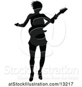 Vector Illustration of Silhouetted Female Guitarist by AtStockIllustration