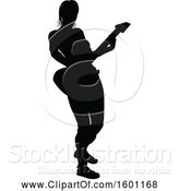 Vector Illustration of Silhouetted Female Guitarist by AtStockIllustration