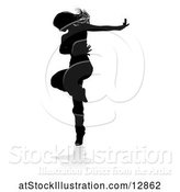 Vector Illustration of Silhouetted Female Hip Hop Dancer, with a Reflection or Shadow, on a White Background by AtStockIllustration