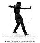 Vector Illustration of Silhouetted Female Hip Hop Dancer, with a Reflection or Shadow, on a White Background by AtStockIllustration