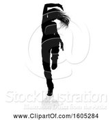 Vector Illustration of Silhouetted Female Hip Hop Dancer, with a Reflection or Shadow, on a White Background by AtStockIllustration