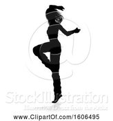 Vector Illustration of Silhouetted Female Hip Hop Dancer, with a Reflection or Shadow, on a White Background by AtStockIllustration