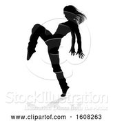 Vector Illustration of Silhouetted Female Hip Hop Dancer, with a Reflection or Shadow, on a White Background by AtStockIllustration