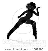 Vector Illustration of Silhouetted Female Hip Hop Dancer, with a Reflection or Shadow, on a White Background by AtStockIllustration