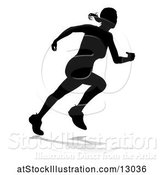 Vector Illustration of Silhouetted Female Runner, with a Reflection or Shadow, on a White Background by AtStockIllustration