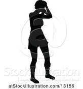 Vector Illustration of Silhouetted Female Singer by AtStockIllustration