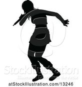 Vector Illustration of Silhouetted Female Singer by AtStockIllustration