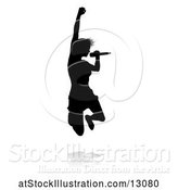 Vector Illustration of Silhouetted Female Singer with a Reflection or Shadow, on a White Background by AtStockIllustration