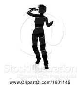 Vector Illustration of Silhouetted Female Singer, with a Reflection or Shadow, on a White Background by AtStockIllustration