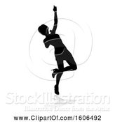 Vector Illustration of Silhouetted Female Singer, with a Reflection or Shadow, on a White Background by AtStockIllustration