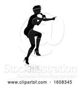 Vector Illustration of Silhouetted Female Singer, with a Reflection or Shadow, on a White Background by AtStockIllustration